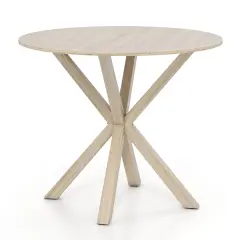 36 Inch Round Dining Table with Rubber Wood Legs and Pedestal Base Grey