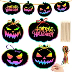 36 Pieces Halloween Scratch Paper Crafts Kit