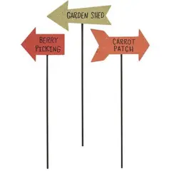 Wood Garden Arrow Plant Pokes with Distressed Finish 3 Asstd.