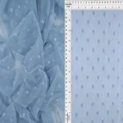 1 Yard Polka Dot Lace Mesh Solid Fabric, 58/60&Prime; Wide Nylon Spandex Blend BLUE