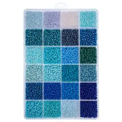 John Bead 12500pcs Assorted 24 Colors Glass Seed Beads 8/0 Jewelry Making Bead Box Blue Palette