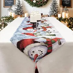 Joyful Snowmen Christmas Table Runner