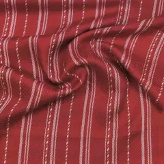 1 Yard Rayon Twill Yarn Dyed Stripe Fabric Burgundy Wide Medium Weight Apparel Material 54/55 Inches Width