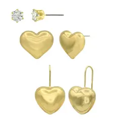 City By City Trio Heart Set Earrings &ndash; Golden Romance