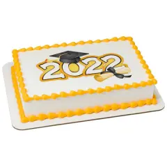 Graduation 2022 Edible Cake or Cupcake Topper fits 1/4 sheet cake or larger