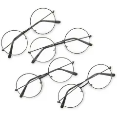 4 Pack Fake Round Wizard Glasses for Halloween Magic Party Costumes Eyewear Accessories Favors, Black
