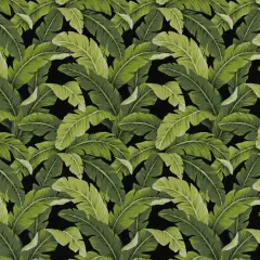 Rainforest - Black,Green Leaves,Tropical & Botanical Upholstery Fabric 54 Inches"