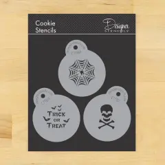 Mini Trick or Treat Cookie & Cupcake Stencil Set: Spider Web, Skull & Bones, Trick or Treat | C798 by Designer Stencils |