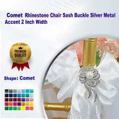 Comet Rhinestone Chair Sash Buckle Silver Metal Accent 2 Inch Width