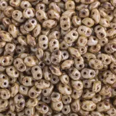 Matubo 2-Hole Czech Glass Opaque Luster Superduo Beads, 100g Chalk White Glaze