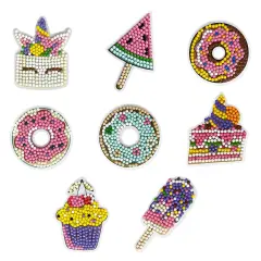 Wrapables Diamond Art Kits, 5D Gem Painting DIY Arts & Crafts Stickers, 8pcs Sweet Treats