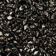 Matubo 2-Hole Czech Glass Gold Splash Gemduo Beads, 50g Jet