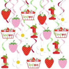Strawberry 1st Birthday Party Hanging Swirls Decor, Fruit Strawberry Party Hanging Streamers for Strawberry Sweet One Birthday Girls Berry Sweet Themed First Birthday Summer
