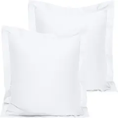 Cotton 26x26 Euro Sham Covers - 500 Thread Count Egyptian Cotton Euro Pillow Covers, 2 Pack Super Soft and Breathable 26x26 Pillow Covers, Square Pillow Cases, White