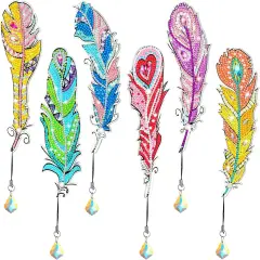6 Pcs Diamond Painting Feather Bookmarks Kits for Adults
