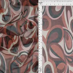 1 Yard Retro Paisley Geo Mesh Print Fabric Stretch Lightweight 58/60 Inches Wide BROWN CLAY