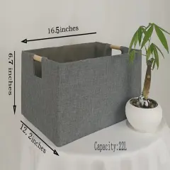 Storage Bin for Shelves Rectangle Closet Baskets Foldable Box with Handles Gray Shelf Baskets Toy Boxes for Home Office Car Dormroom