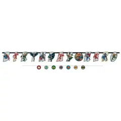 Justice League Heroes Jumbo Letter Birthday Banner - 5.57 ft x 6.5"