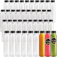 40pcs 12oz Plastic Juice Bottles with Caps