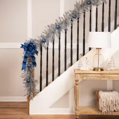 Northlight Metallic Tinsel Artificial Christmas Garland - 9' x 12" - Silver - Unlit