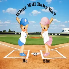 Baseball Gender Reveal reveal edible cake topper you select the Babies and size