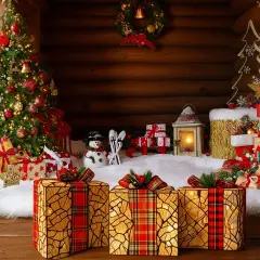 3 Pack Woven Rattan Gift Boxes with Lids Boho Home Decor Set