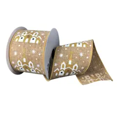 2.5" Snowy Church Ribbon: Natural (10 Yards)