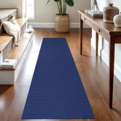 Washable Runner Rug 2'x8' Non Slip Hallway Runner Entryway Runner Indoor, Kitchen Rugs Woven Cotton Floor Carpet for Kitchen Hall Entrance Bedroom, Royal Blue/Navy