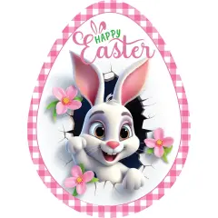 12in Waterproof Sign: Happy Easter Bunny Egg