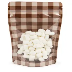 Kraft Stand Up Zipper Pouch w/ Brown Plaid 5 1/8" x 3 1/8" x 8 1/8" 25 Pack ZBGSW3BRP