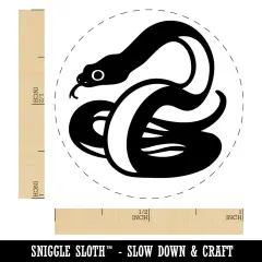 Coiled Cautious Snake Serpent Self-Inking Rubber Stamp Crafting Planners Fuchsia