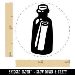 Rolled Message In A Bottle Secret Self-Inking Rubber Stamp Crafting Planners Fuchsia