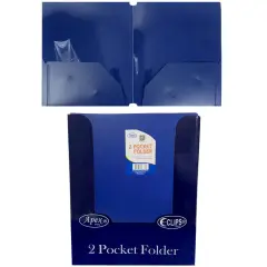 Navy Poly Pocket Folders &ndash; 2 Pockets, Card Slot &ndash; 48 Count