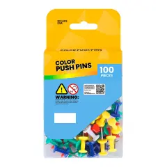 Push Pins Assorted Colors &ndash; Plastic Head &ndash; 100 Ct &ndash; 48 Packs