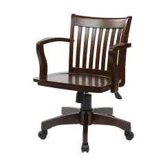 Wood Bankers Chair with Pneumatic Height and Tilt Control Espresso