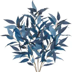 32 Inch Artificial Eucalyptus Leaves and Stems - Navy Blue