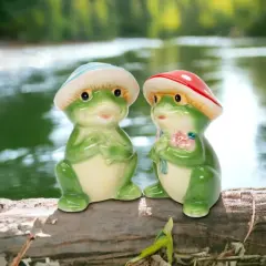Ceramic Mushroom Frog Salt And Pepper Shakers, Home D&eacute;cor, Gift for Her, Gift for Mom, Kitchen D&eacute;cor, Farmhouse D&eacute;cor, Nature Lover Gift