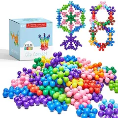 100 Pieces | Diameter 1.5", Interlocking Solid Plastic Building Blocks Set Early STEM Educational Toy for Preschool Kids Boys and Girls, Promotes Fine Motor Skills & Sensory Development