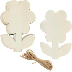 20 Pack 6 Inch Wood Flower Crafts Unfinished Wood Sunflower Cutouts Wooden Flower Hanging Ornaments DIY Sunflower Craft Gift Tags for Home Party Decoration Craft Project