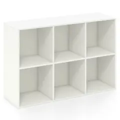 White 6-Cube Storage Organizer Shelf Engineered Wood Bookcase for Living Room or Bedroom