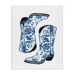 Stupell Industries Elegant Floral Cowgirl Boots Canvas By Lettered and Lined