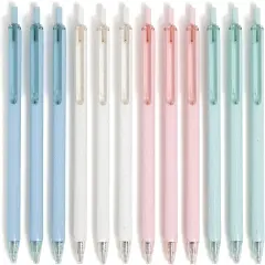 U-Eco Recycled Gel Click Pens, Set of 12, Pastel Speckle, Medium (0.7 mm) Point, Black Ink