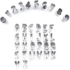 Mini Alphabet & Number Cookie Cutter Set Stainless Steel 36 Pieces