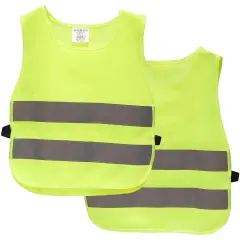 Kids Reflector Vest - 2-Pack High Visibility Vests, Reflective Vests for Outdoor Night Activities or Construction Worker Costume, For Ages 3-14 Yellow
