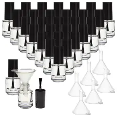 30 Pack Mini Empty Nail Polish Bottles with Brush Cap, 5ml Refillable Glass Containers with 6 Plastic Funnels Multicolor