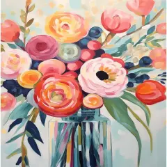 Flowers Paint by Numbers Kit for Adults - Flowers in a Vase Paint by Number on Canvas Without Frame, DIY Acrylic Painting for Ideal Gift Home Wall Decor (16x20 Inch)