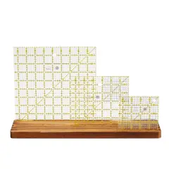 5-Slot Wooden Quilting Ruler Stand and Template Organizer, Sewing Accessories and Supplies 16.9 x 3.9 x 0.75 in Clear
