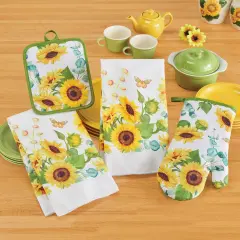 Collections Etc 4-Piece Sunflower Garden Design Kitchen Set