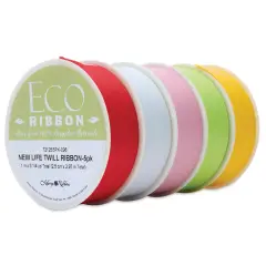 Morex New Life Twill Ribbon - Bright, 1" x 3.25 yd, Pkg of 5