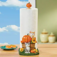 Collections Etc Hand-Painted Harvest Cat Paper Towel Holder